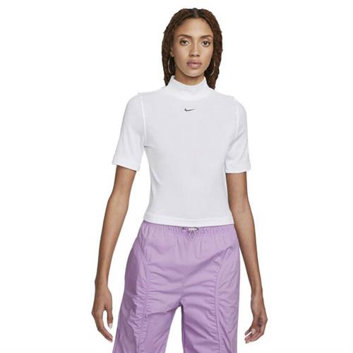 Nike Sportswear Essentials Ribbed Mock Neck T Shirt M - Trænings T-shirts Bomuld hos Magasin