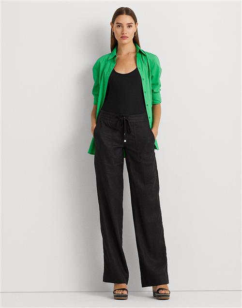 Lauren Ralph Lauren Soft Drapey Linenpant Kvinde Sort Hørbukser Str 34 - hos Magasin