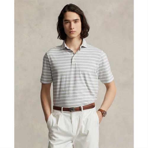 Se Polo Ralph Lauren Classic Fit Striped Jersey Polo Shirt Mand Grå/hvid Kortærmede Poloer Classic Fit Str M - Bomuld hos Magasin ved Magasin