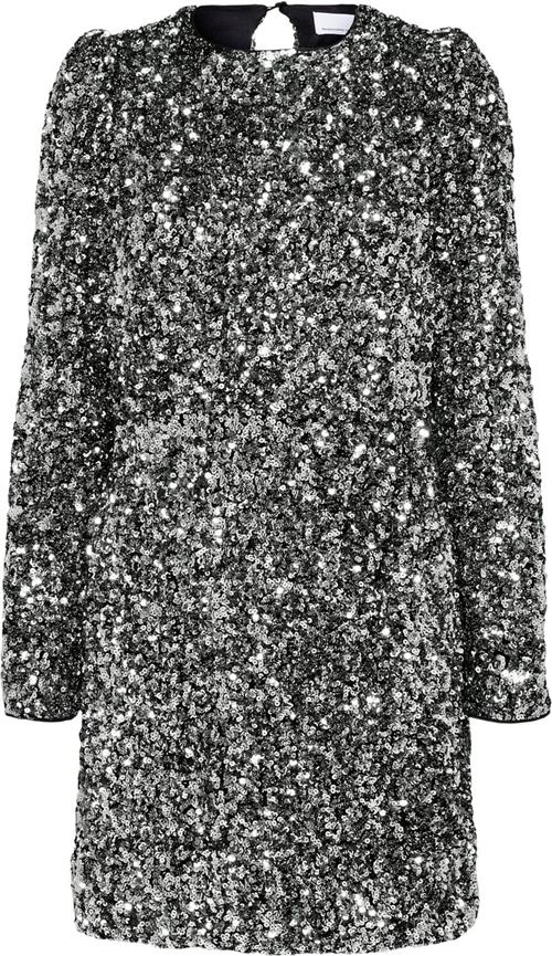 Selected Femme Slfcolyn LS Short Sequins Dress B Kvinde Silver Korte Kjoler Str 40 - hos Magasin