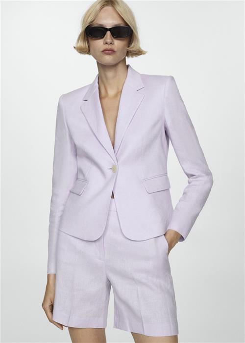 Se MANGO 100% Linen Jacket Kvinde Lt-pastel Purple Blazere Str S - hos Magasin ved Magasin