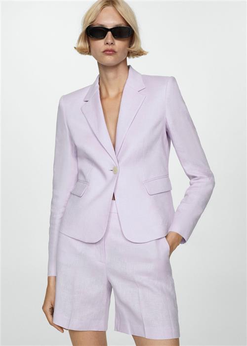 MANGO 100 Linen Jacket Kvinde Lt-pastel Purple Blazere Str M - hos Magasin