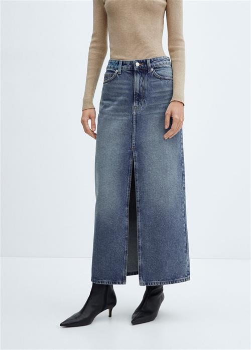 MANGO Long Denim Skirt Kvinde Open Blue Maxi Nederdele Str S Denim - hos Magasin