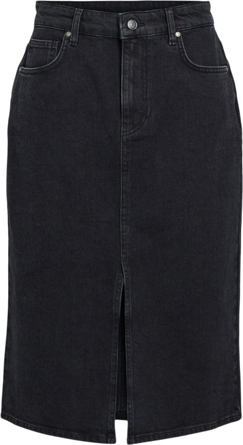 Object Objellen MW Midi Denim Skirt Noos Kvinde Black Denim Midi Nederdele Str L Denim - hos Magasin