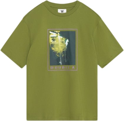 Wood Wood Asa Spray Paint Tshirt Gots Mand Fatique Green Kortærmede T-shirts Str L - Bomuld hos Magasin