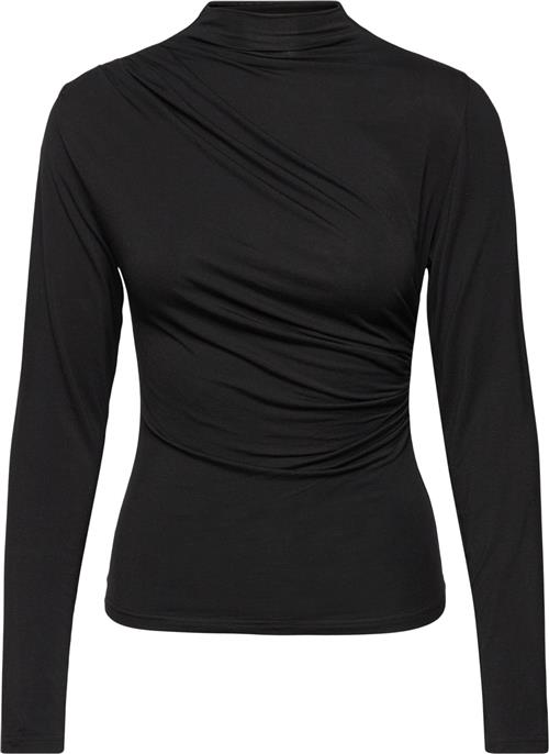 Rosemunde Long Sleeve Turtle Neck Tshirt Kvinde Sort Langærmede Bluser Str L - hos Magasin