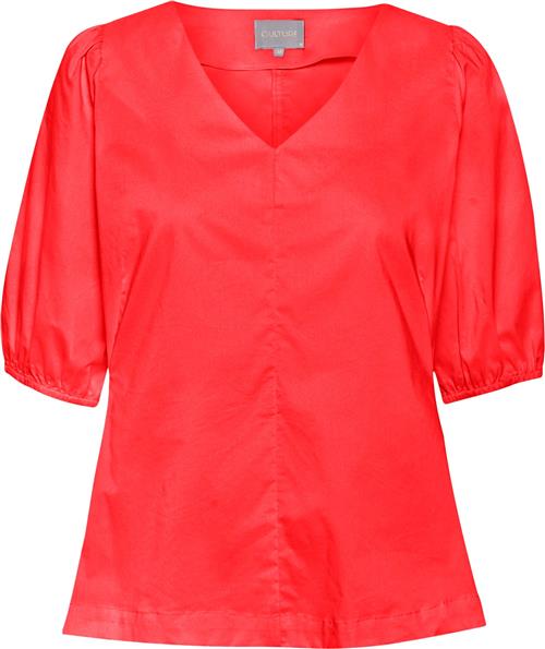 Culture Cuantoinett SS Blouse Kvinde Fiery Red Kortærmede Bluser Str L - hos Magasin