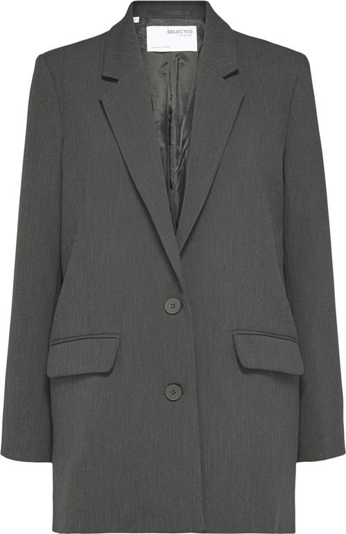 Se Selected Femme Slfrita LS Relaxed Blazer DGM Noos Kvinde Grå Blazere Str 38 - hos Magasin ved Magasin