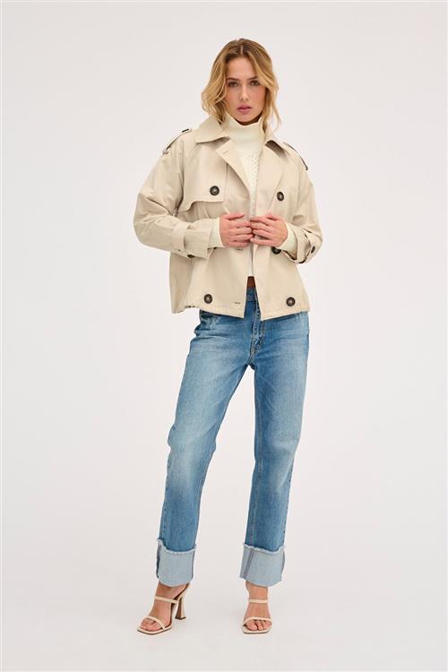 My Essential Wardrobe Miramw Short Trenchcoat Kvinde Oatmeal Overgangsjakker Str 40 - hos Magasin