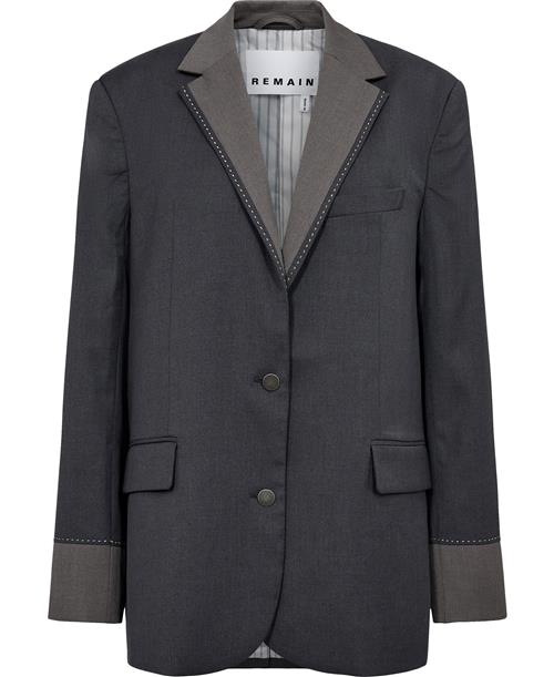 REMAIN Two Color Blazer Kvinde Castlerock Comb. Blazere Str 40 - hos Magasin