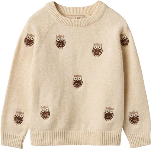 Fliink Alon OWL Pullover Str 3Y/98 - Sandshell Strik Polyester hos Magasin