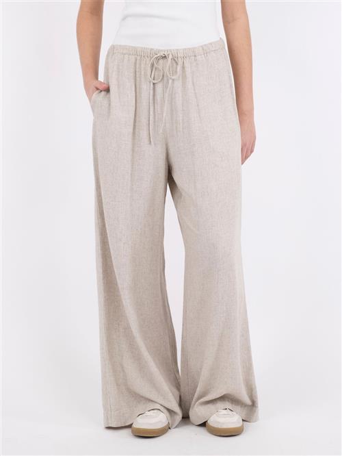 Neo Noir Lissabon Soft Linen Pants Kvinde Sand Bukser Med Brede Ben Str 42 - hos Magasin