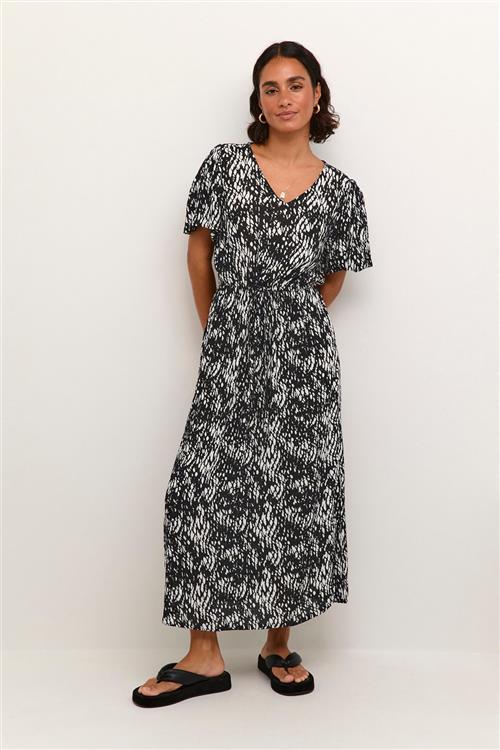 Kaffe Kaamber Long Dress Kvinde Black/white Graphic Snake Maxi Kjoler Str 34 - hos Magasin