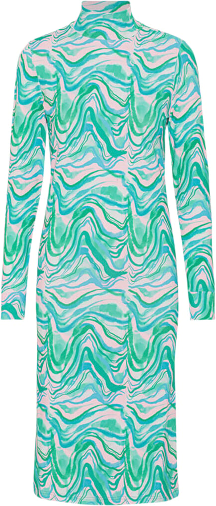 HUNKØN Gina Dress Kvinde Green Swirl Art Print Korte Kjoler Str XS - hos Magasin