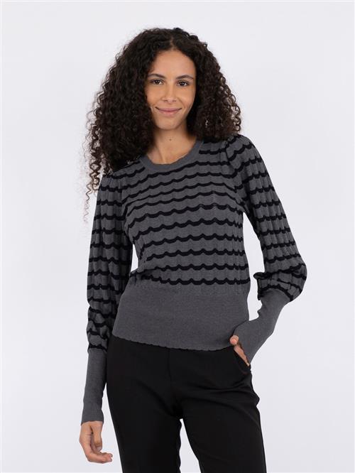 Neo Noir Dary Stitch Knit Blouse Kvinde Dark Grey Sweaters Str 42 - hos Magasin