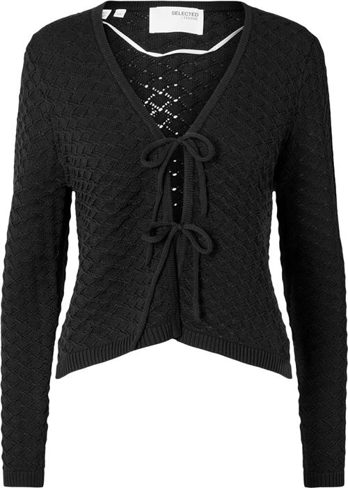 Selected Femme Slffrida LS Structure Knit Cardigan Kvinde Sort Sweaters Str XS - hos Magasin