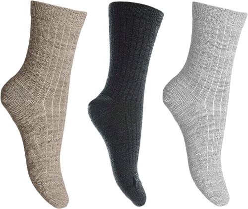 Se mpKids Wool rib Socks 3-pack Str 29/32 - Grå Strømper Uld hos Magasin ved Magasin