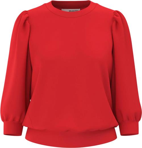 Selected Femme Slftenny 3/4 Sweat TOP Noos Kvinde Flame Scarlet Kortærmede Bluser Loose Fit Str XS - hos Magasin