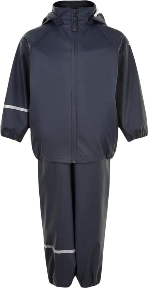 CeLaVi Basic Rainwear set Recycle PU Str 140 - Dark Navy Regntøj hos Magasin