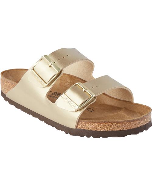 Se Birkenstock Arizona BF Gold Kvinde Gold Flade Sandaler Str 41 - hos Magasin ved Magasin