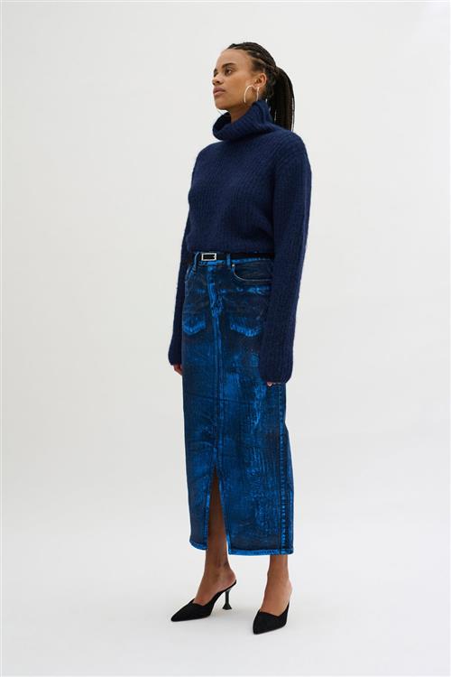 My Essential Wardrobe Meenamw Knit Rollneck Kvinde Dark Sapphire Blue Sweaters Str S - hos Magasin