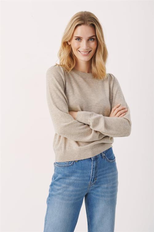 Part Two Evinaspw PU 90 Wool, 10 Cashmere Kvinde Cobblestone Melange Sweaters Relaxed Fit Str S Cashmere - hos Magasin