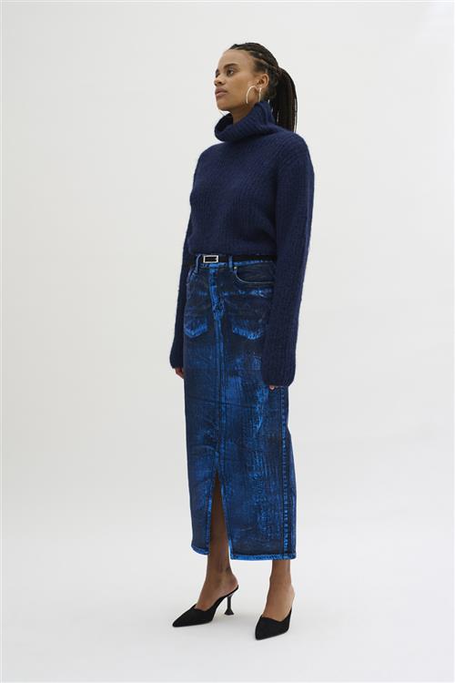 My Essential Wardrobe Meenamw Knit Rollneck Kvinde Dark Sapphire Blue Sweaters Str M - hos Magasin