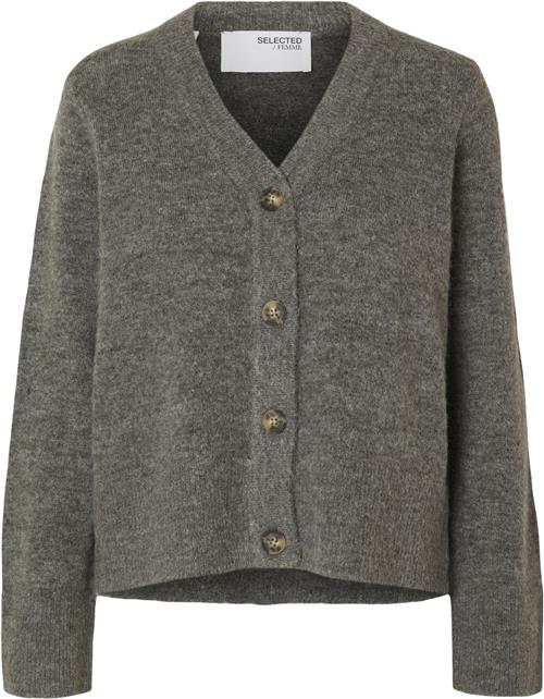 Selected Femme Slfmaline NEW LS Knit Short Cardi N Kvinde Grå Cardigans Str S - hos Magasin