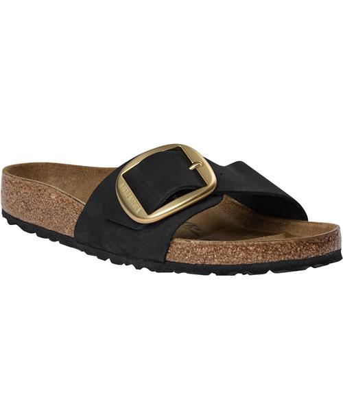 Birkenstock Madrid Big Buckle Lenb Black Kvinde Black Flade Sandaler Str 36 - hos Magasin