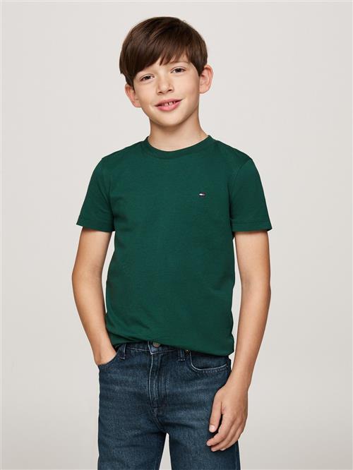 Tommy Hilfiger Essential Cotton REG TEE S/S Kvinde Ornamental Green Toppe Str 12 - hos Magasin