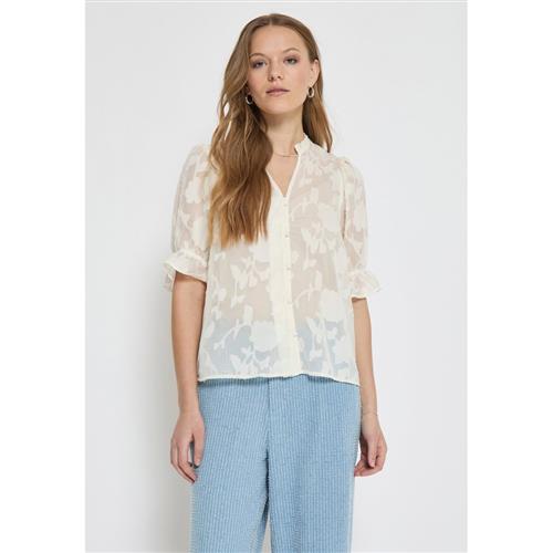 Minus Msrekira Vneck Blouse Kvinde Light Birch Kortærmede Skjorter Str 46 - hos Magasin