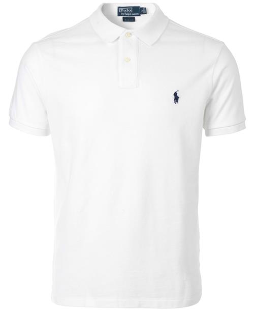 Polo Ralph Lauren Slim Fit Mesh Polo Shirt Mand Hvid Kortærmede Poloer Slim Fit Str S - hos Magasin