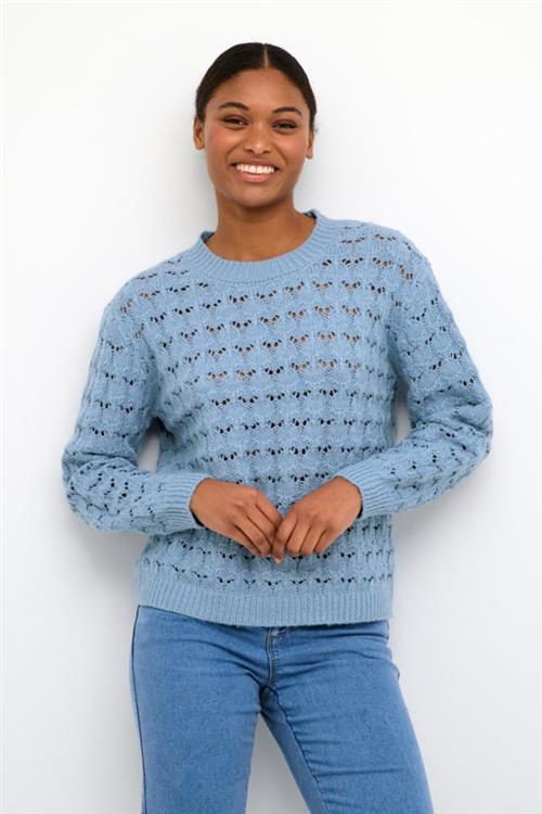 Kaffe Kaelena Knit Pullover Kvinde Faded Denim Sweaters Str S - Denim hos Magasin