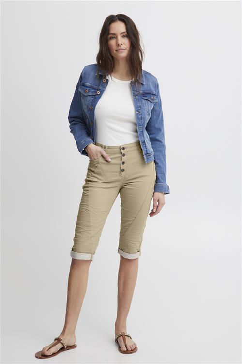 PULZ Jeans Pzrosita HW Capri Pants Kvinde White Pepper Læderbukser Str 38 - hos Magasin