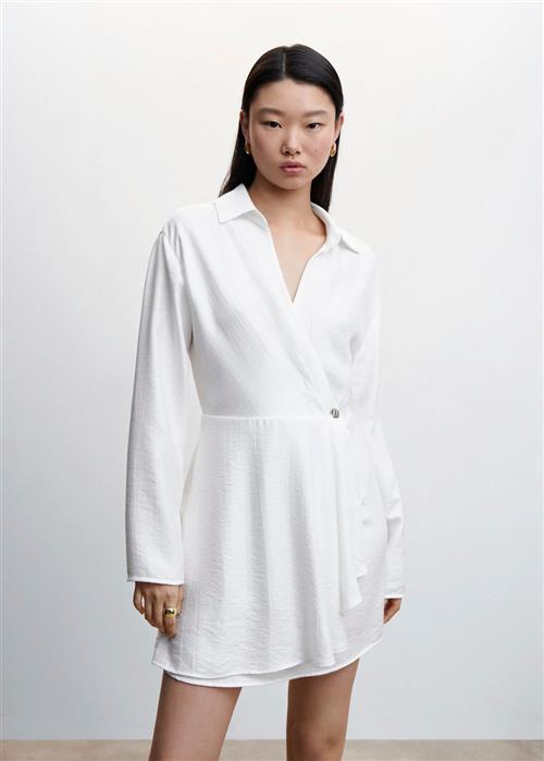 MANGO Button Wrap Dress Kvinde White Korte Kjoler Str S - hos Magasin