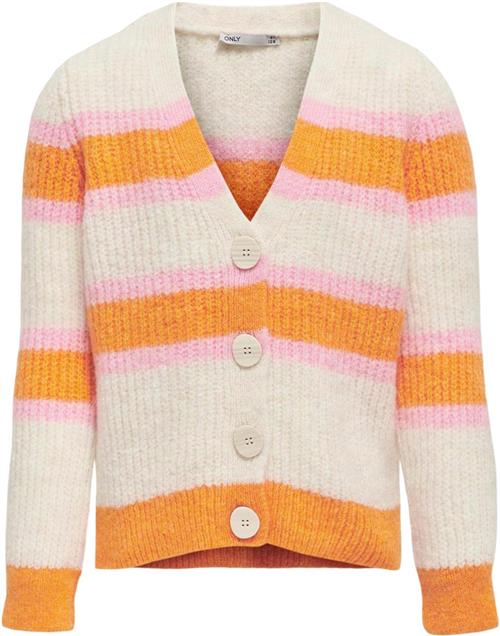 Se ONLY Kogethel L/S Cardigan KNT Kvinde Birch/apricot/begonia Pink Toppe Regular Fit Str 134/140 - Denim hos Magasin ved Magasin