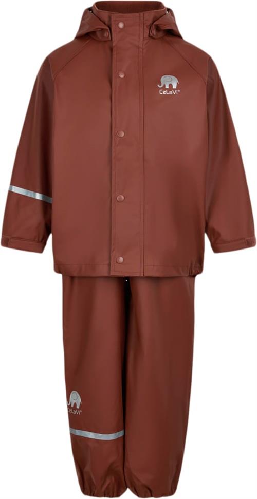 Se CeLaVi Basic Rainwear set Solid PU Str 80 Unisex - Tortoise Shell Regntøj hos Magasin ved Magasin