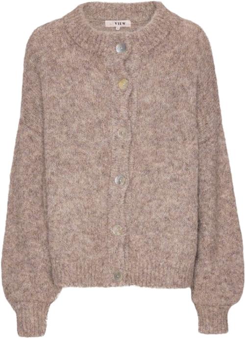 Se A-VIEW Patrisia Solid Knit Cardigan Kvinde Light Brown Cardigans Str M - hos Magasin ved Magasin