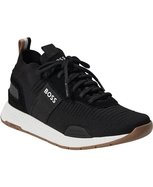 BOSS Titanium_Runn_Knst_N Mand Charcoal Sneakers Str 44 - hos Magasin