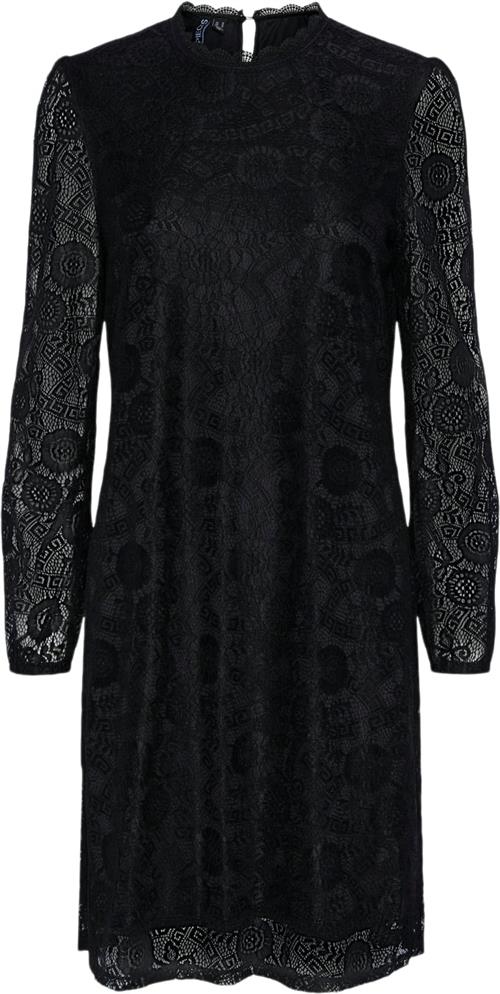 Pieces Pcolline LS Lace Dress Noos Kvinde Sort Korte Kjoler Str M - hos Magasin