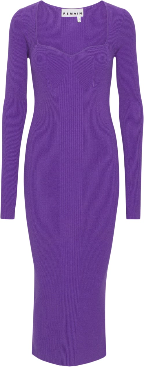 REMAIN Dense Knit Curved Neck Dress Kvinde Passion Flower Midi Kjoler Str 38 - hos Magasin