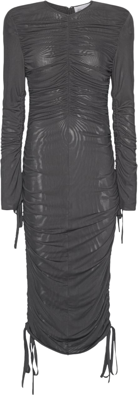 Cannari Concept Ls Dress W. Ruffles Kvinde Asphalt Midi Kjoler Str 40 - hos Magasin