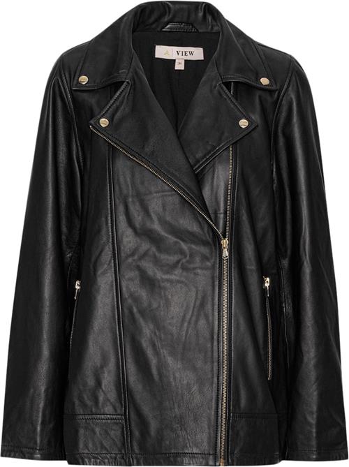 A-VIEW Kalee Leather Jacket Kvinde Black Læderjakker Str 38 - Læder hos Magasin