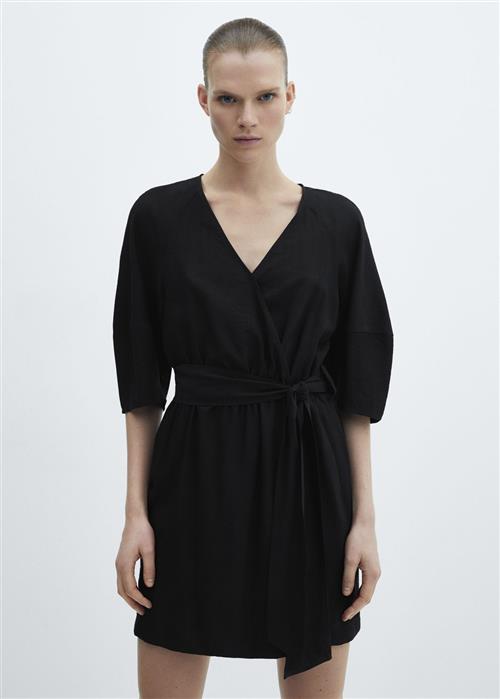 MANGO Bow Wrap Dress Kvinde Black Korte Kjoler Str XS - hos Magasin