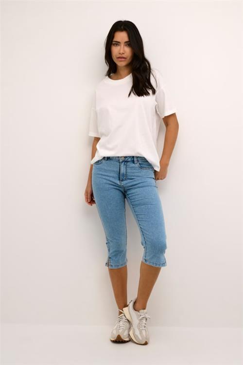 Se Kaffe Kavicky Capri Jeans Kvinde Light Blue Washed Denim Skinny Jeans Str 46 - Denim hos Magasin ved Magasin