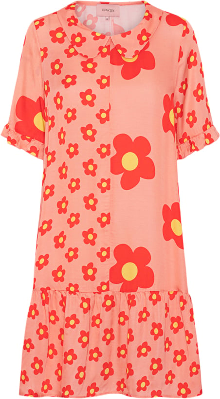 HUNKØN Dawn Dress Kvinde Red Daisy Midi Kjoler Str XS - hos Magasin