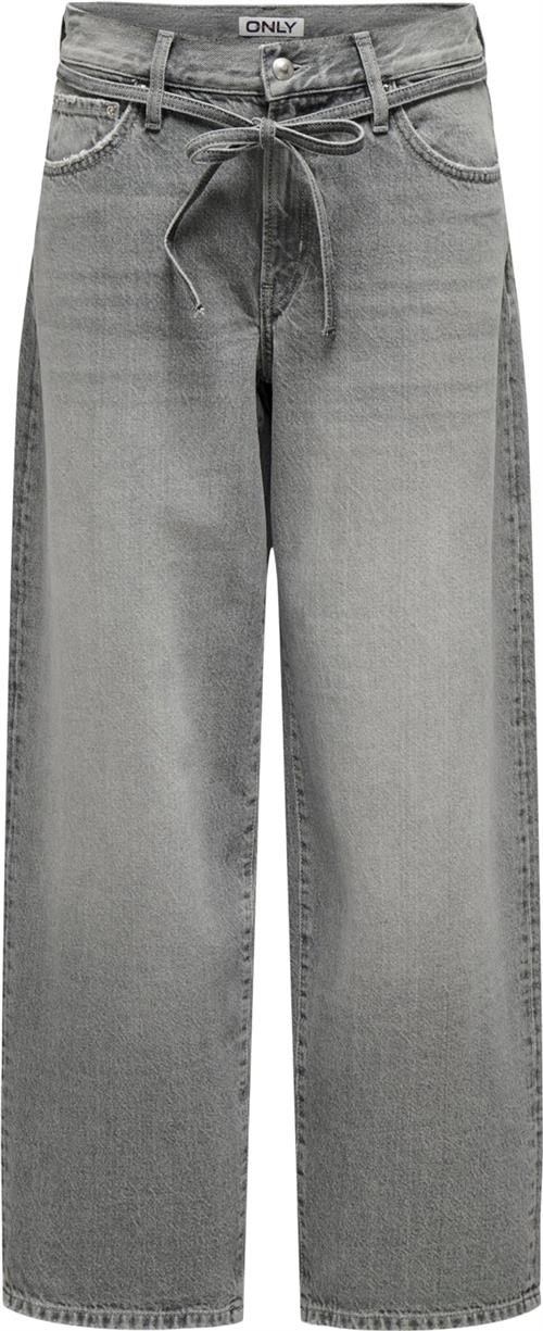 ONLY Onlgianna MW Straight Jeans Dot757 Kvinde Medium Grey Denim Wide Jeans Str "31/""32" - hos Magasin