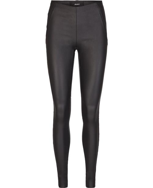 Se Object Objbelle MW Coated Leggings Noos Kvinde Black Leggings Str 34 - hos Magasin ved Magasin