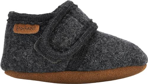 En Fant Baby Wool Slippers Dark Grey Melange Hjemmesko Str 23\24 - Uld hos Magasin