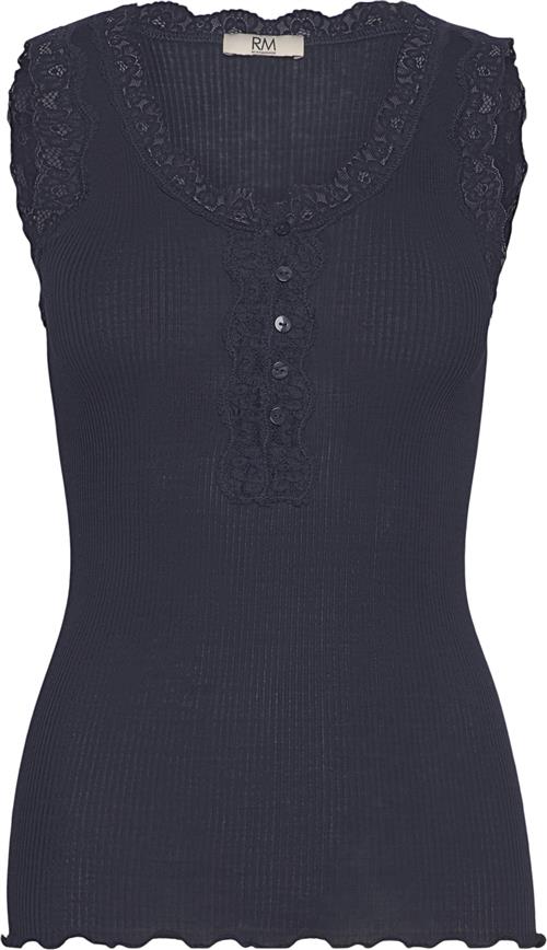 RM by Rosemunde Rmwbalta Modal SL Lace Placket top Kvinde Navy Toppe Str XS - Bomuld hos Magasin